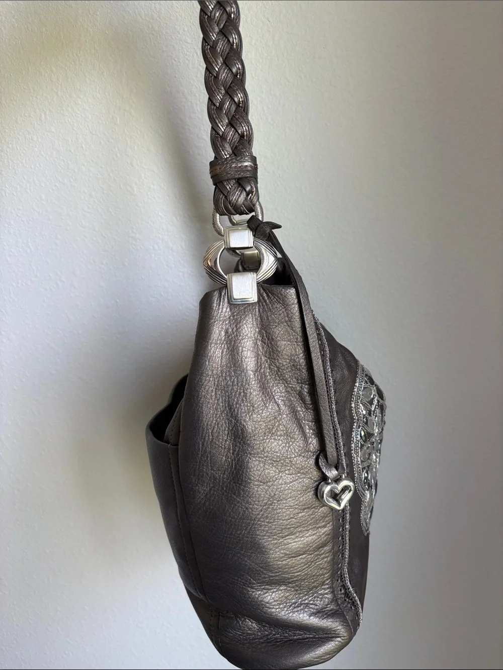Brighton Anju Masterpiece shoulder bag Metallic Soft Pewter Leather